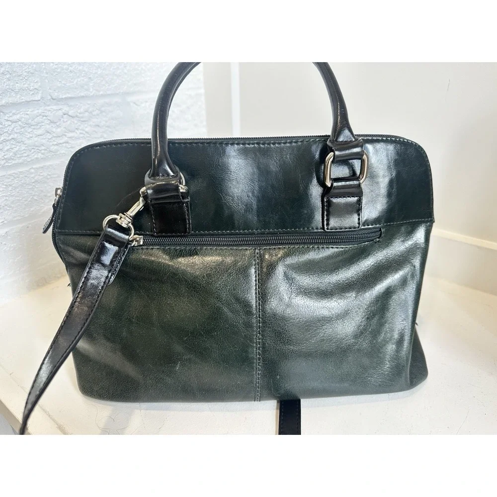 Giani Bernini Womens Forest Green & Black Buckle Hand Bag‎ Soft Leather